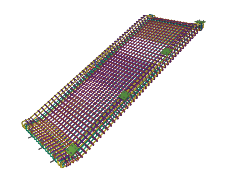 Portfolio 31 Precast concrete stair shop drawing 3D model showing stair geometry, reinforcement layout, and connection details.