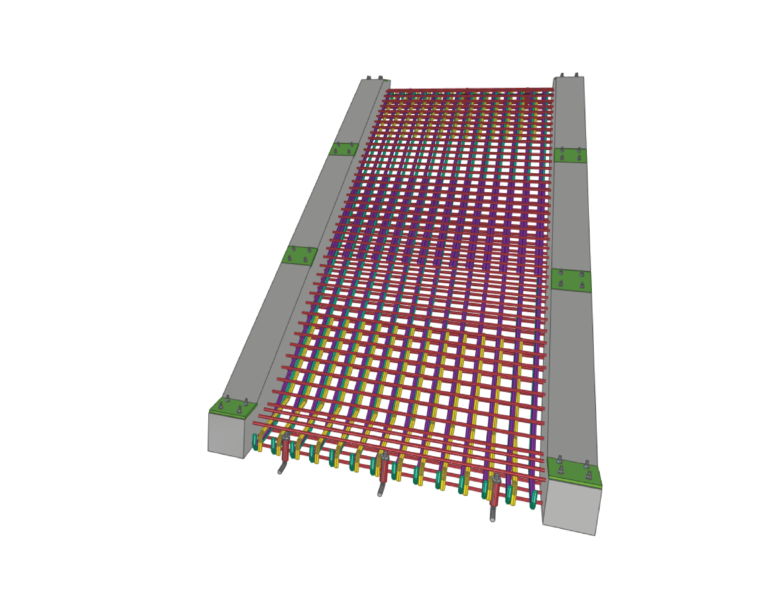 Portfolio 29 Precast concrete detailing slab shop drawing 3D model showing panel layout, reinforcement grid, and bearing details.