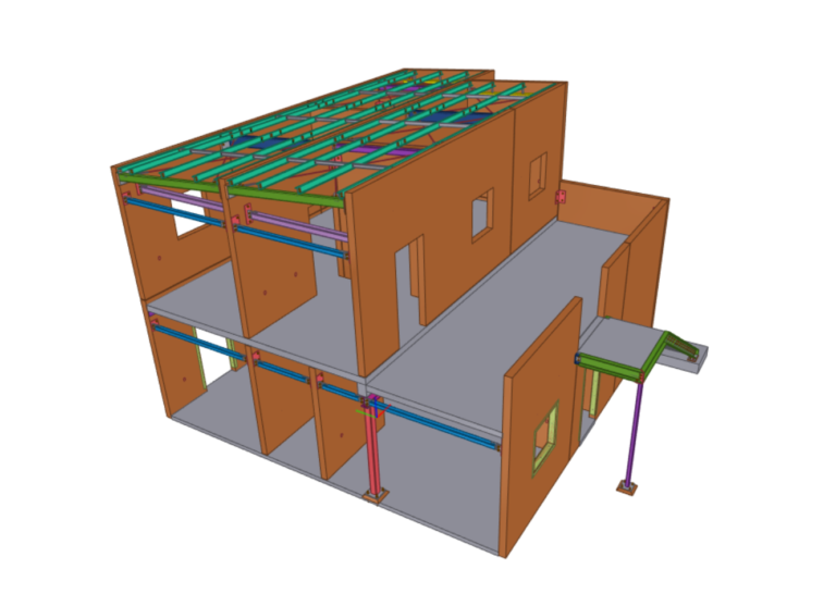 Portfolio 15 Precast concrete shop drawing 3D model showing panel layout, connections, and embed details for commercial construction.