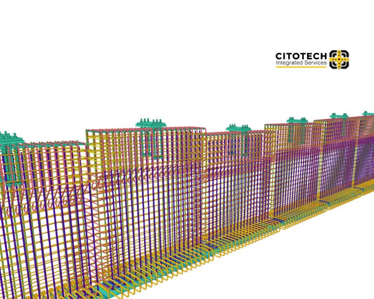 Portfolio 19 Precast concrete detailing services 3D model showing reinforcement layout and coordinated precast elements for construction.